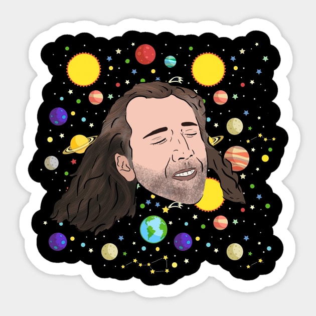 Nick Cage in Space Sticker by Barnyardy